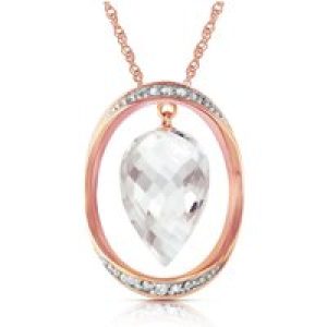 White Topaz & Diamond Laurie Oval Embellished Pendant Necklace in 9ct Rose Gold