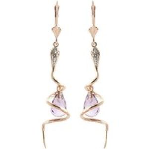 Amethyst & Diamond Priscilla Serpent Drop Earrings in 9ct Rose Gold