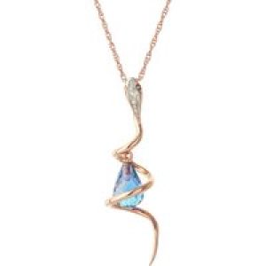 Blue Topaz & Diamond Priscilla Serpent Drop Pendant Necklace in 9ct Rose Gold