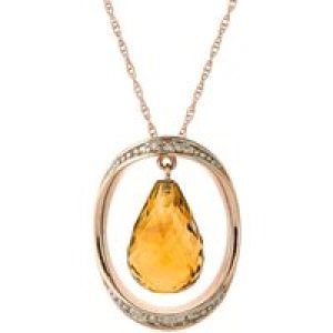 Citrine & Diamond Laurie Dimensional Embellished Pendant Necklace in 9ct Rose Gold