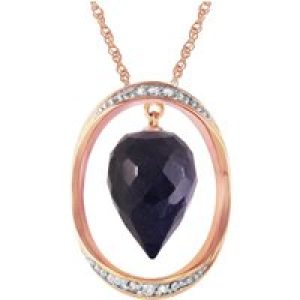 Sapphire & Diamond Laurie Oval Embellished Pendant Necklace in 9ct Rose Gold
