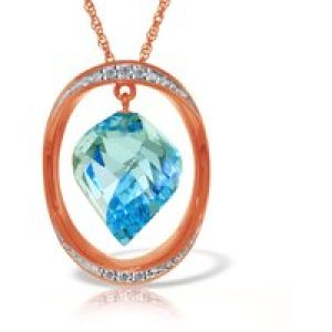 Blue Topaz & Diamond Laurie Contemporary Embellished Pendant Necklace in 9ct Rose Gold