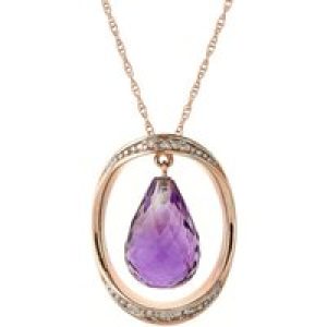 Amethyst & Diamond Laurie Dimensional Embellished Pendant Necklace in 9ct Rose Gold