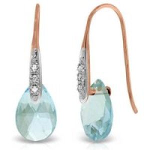 Blue Topaz & Diamond Ancona Classic Drop Earrings in 9ct Rose Gold