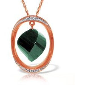 Green Sapphire & Diamond Laurie Contemporary Embellished Pendant Necklace in 9ct Rose Gold