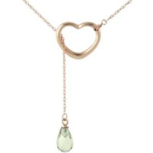Green Amethyst Marissa Heart Droplet Pendant Necklace in 9ct Rose Gold