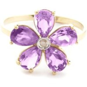 Amethyst & Diamond Annabella Blooming Flower Ring in 18ct Gold