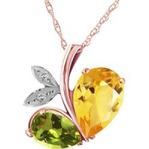 Citrine, Peridot & Diamond Ferrara Eternal Pendant Necklace in 9ct Rose Gold