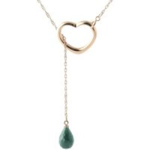 Emerald Marissa Heart Droplet Pendant Necklace in 9ct Rose Gold