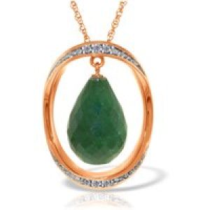 Green Sapphire & Diamond Laurie Dimensional Embellished Pendant Necklace in 9ct Rose Gold