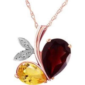 Garnet, Citrine & Diamond Ferrara Eternal Pendant Necklace in 9ct Rose Gold
