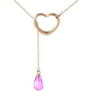 Pink Topaz Marissa Heart Droplet Pendant Necklace in 9ct Rose Gold