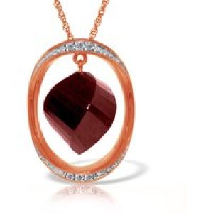 Ruby & Diamond Laurie Contemporary Embellished Pendant Necklace in 9ct Rose Gold