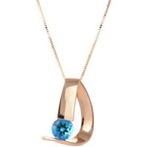 Blue Topaz Nina Asymmetric Pendant Necklace in 9ct Rose Gold