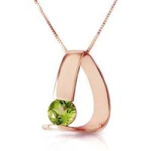 Peridot Nina Asymmetric Pendant Necklace in 9ct Rose Gold