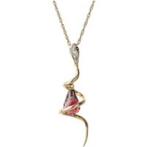 Garnet & Diamond Priscilla Serpent Drop Pendant Necklace in 9ct Rose Gold