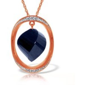 Sapphire & Diamond Laurie Contemporary Embellished Pendant Necklace in 9ct Rose Gold