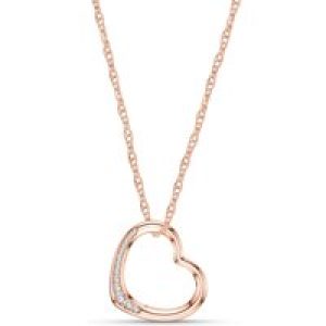 Diamond Colette Embellished Heart Pendant Necklace in 9ct Rose Gold