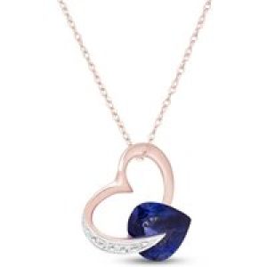 Sapphire & Diamond Laurel Open Work Embellished Pendant Necklace in 9ct Rose Gold