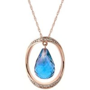 Blue Topaz & Diamond Laurie Dimensional Embellished Pendant Necklace in 9ct Rose Gold