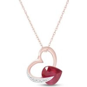 Ruby & Diamond Laurel Open Work Embellished Pendant Necklace in 9ct Rose Gold