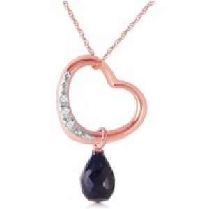 Sapphire & Diamond Embellished Drop Pendant Necklace in 9ct Rose Gold