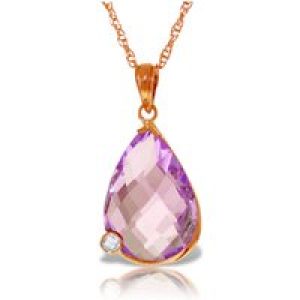 Amethyst & Diamond Salma Dimensional Embellished Pendant Necklace in 9ct Rose Gold
