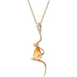 Citrine & Diamond Priscilla Serpent Drop Pendant Necklace in 9ct Rose Gold