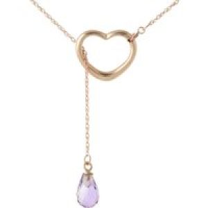 Amethyst Marissa Heart Droplet Pendant Necklace in 9ct Rose Gold