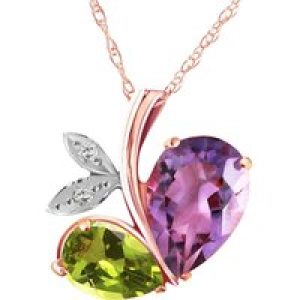 Amethyst, Peridot & Diamond Ferrara Eternal Pendant Necklace in 9ct Rose Gold