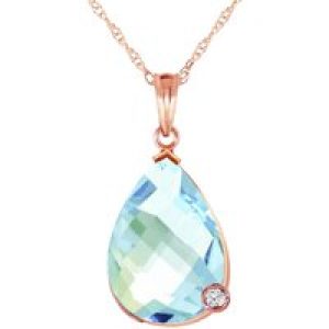 Blue Topaz & Diamond Salma Dimensional Embellished Pendant Necklace in 9ct Rose Gold