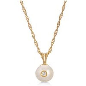 Pearl & Diamond Isla Pendant Necklace in 9ct Gold