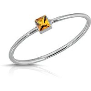 Citrine Azalea Minimalist Ring in 9ct White Gold
