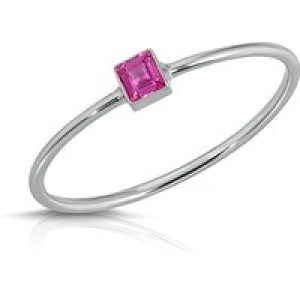 Pink Sapphire Azalea Minimalist Ring in 9ct White Gold