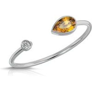 Pear Cut Citrine & Diamond Ring in 9ct White Gold