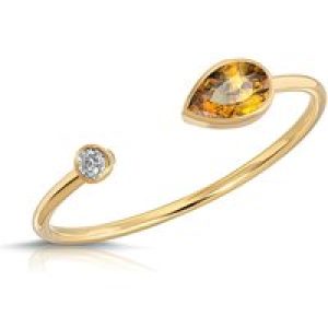 Pear Cut Citrine & Diamond Ring in 9ct Gold