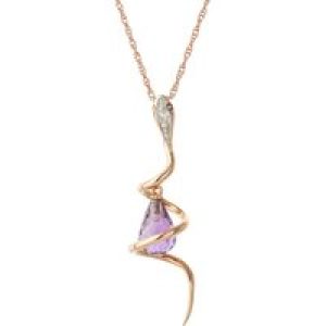 Amethyst & Diamond Priscilla Serpent Drop Pendant Necklace in 9ct Rose Gold