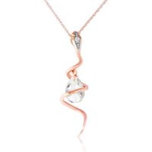 White Topaz & Diamond Priscilla Serpent Drop Pendant Necklace in 9ct Rose Gold