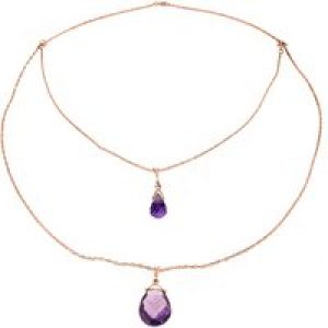 Amethyst Faye Duo Stacked Pendant Necklace in 9ct Rose Gold