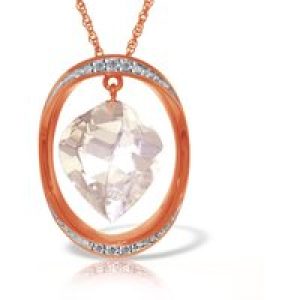 White Topaz & Diamond Laurie Contemporary Embellished Pendant Necklace in 9ct Rose Gold