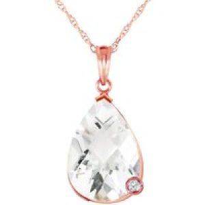 White Topaz & Diamond Salma Dimensional Embellished Pendant Necklace in 9ct Rose Gold