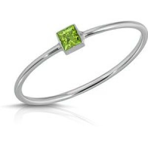 Peridot Azalea Minimalist Ring in 9ct White Gold