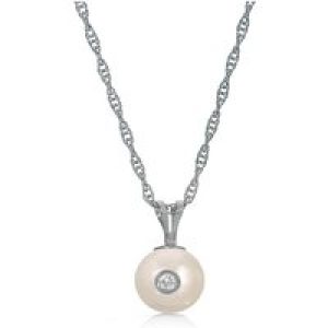 Pearl & Diamond Isla Pendant Necklace in 9ct White Gold