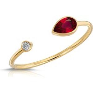 Pear Cut Ruby & Diamond Ring in 9ct Gold