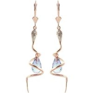Blue Topaz & Diamond Priscilla Serpent Drop Earrings in 9ct Rose Gold