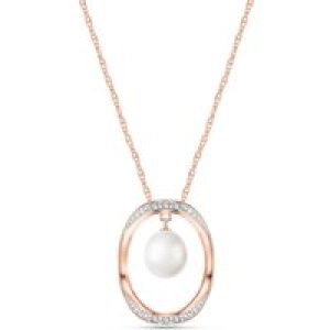 Pearl & Diamond Laurie Minimalist Embellished Pendant Necklace in 9ct Rose Gold