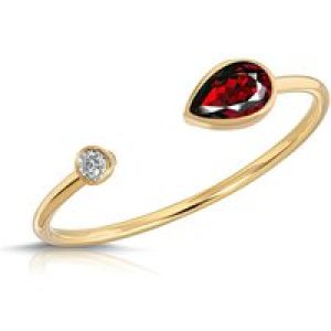 Pear Cut Garnet & Diamond Ring in 9ct Gold