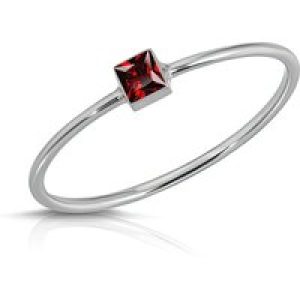 Garnet Azalea Minimalist Ring in 9ct White Gold