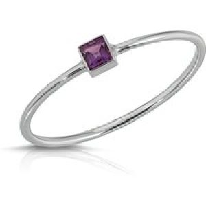 Amethyst Azalea Minimalist Ring in 9ct White Gold