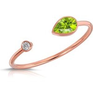 Pear Cut Peridot & Diamond Ring in 9ct Rose Gold